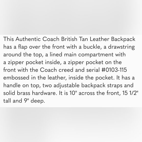 Vintage Coach XL British Tan Leather Rucksack Travel Bag Carry On Backpack - Picture 11 of 11